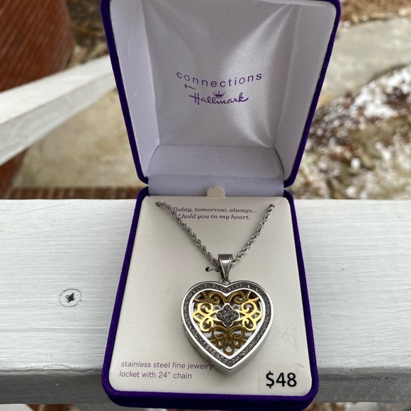 Hallmark Stainless Steel Fine Jewelry Heart Locket Necklace 24 Inch Chain/Case - Picture 8 of 17